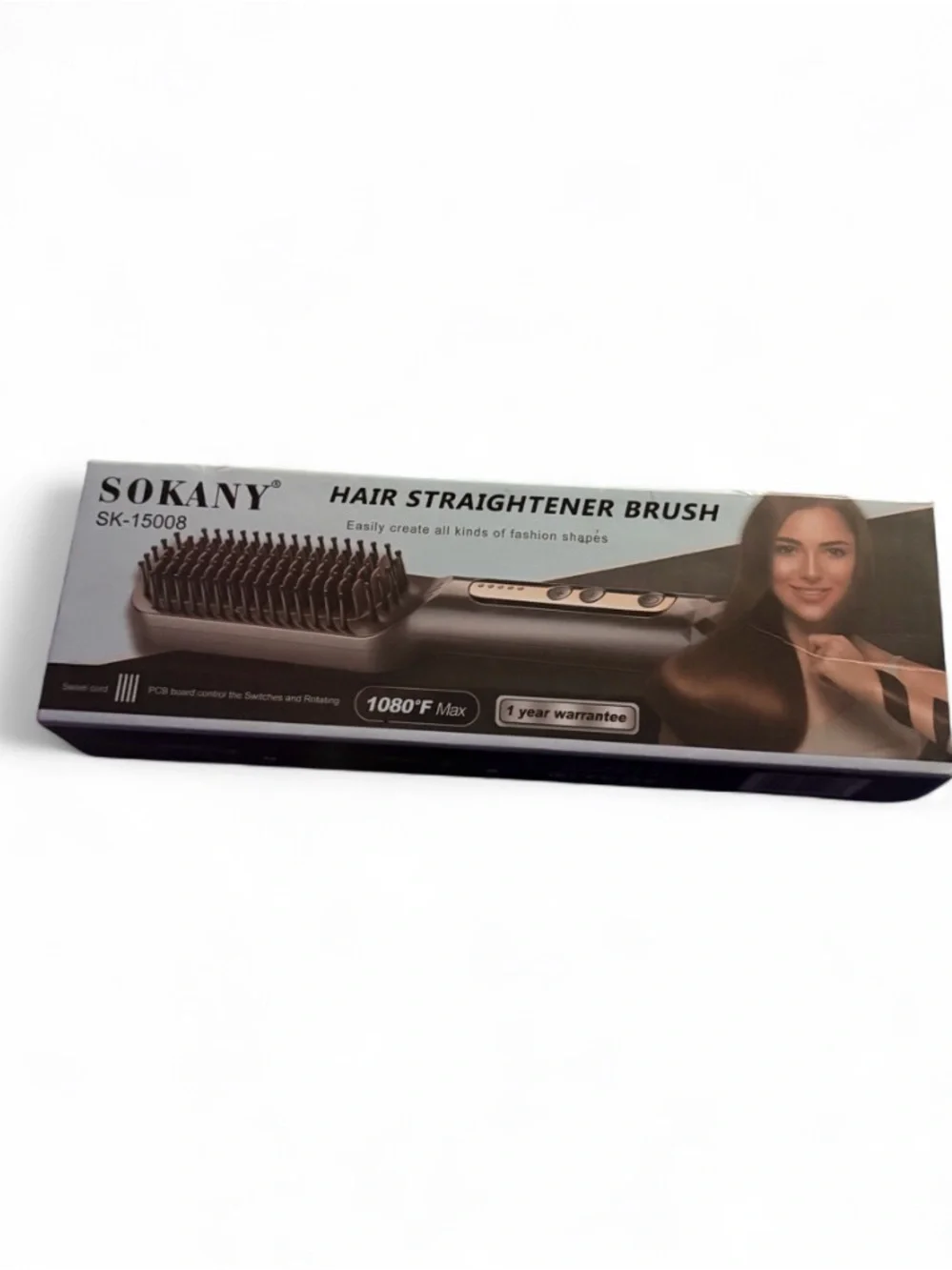 Sokany Black Hair Straightener Brush - Heated Styling Brush